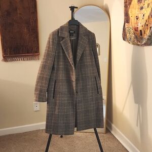 DKNY Plaid Wool Coat